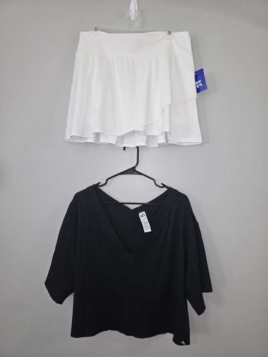 JoyLab Pants - JoyLab White Layered Athletic Skort And Black Boxy Crop Top